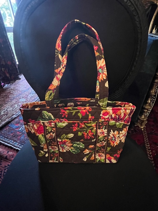 Vera Bradley Handbags - Vera Bradley Shoulder Bag in English Rose pattern chocolate brown and pink